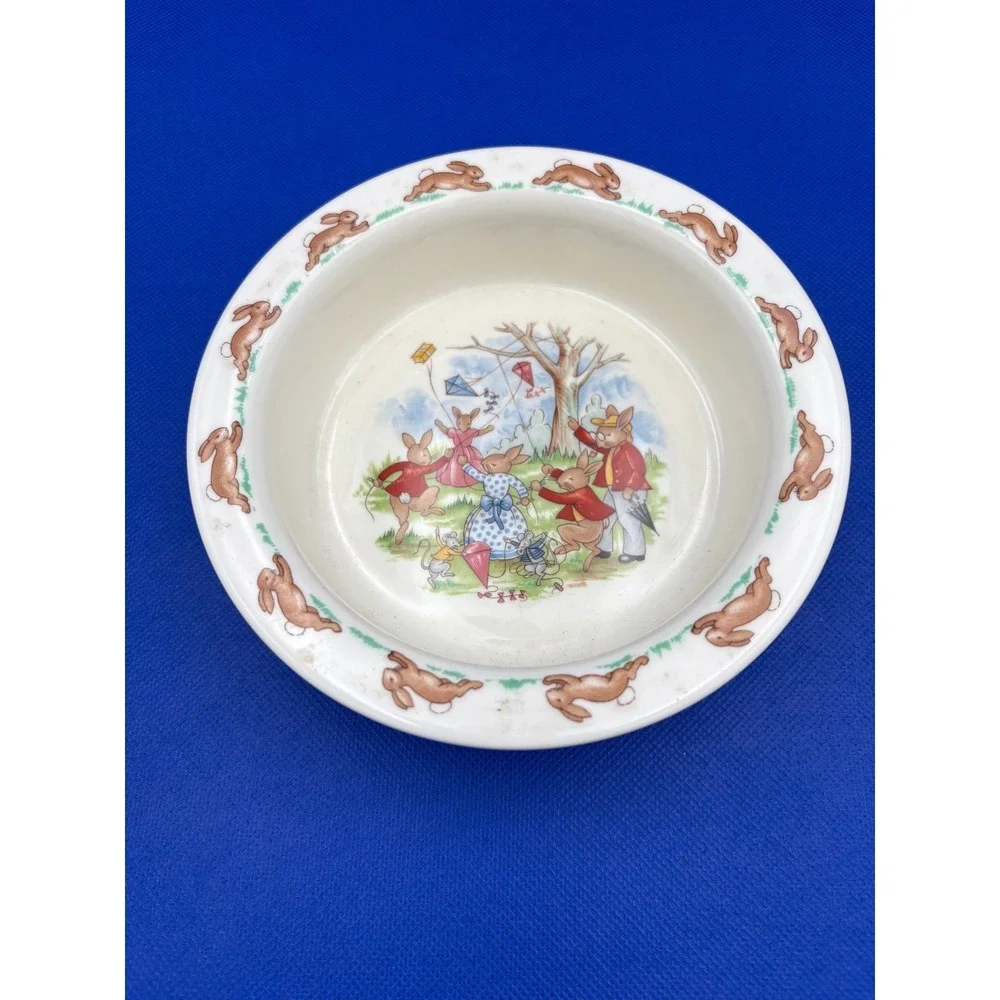 Royal Doulton Bunnykins Baby Toddler Porcelain Bowl + 2 Handle Cup Feeding Set‎